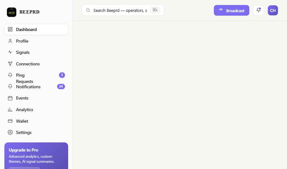 Beeprd subscription flow screenshot